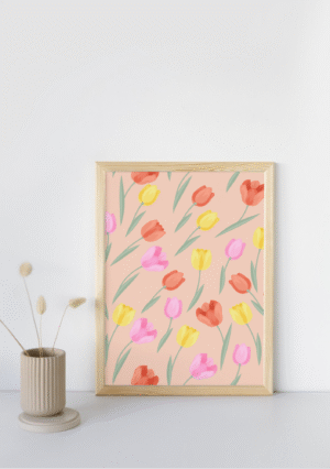 Toile Murale Florale – Décoration Printanière aux Tulipes