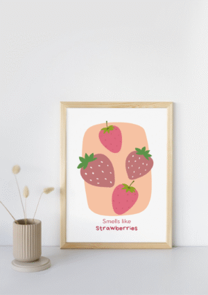 Toile Murale Fraise Gourmande – Déco Mignonne & Cadeau Original