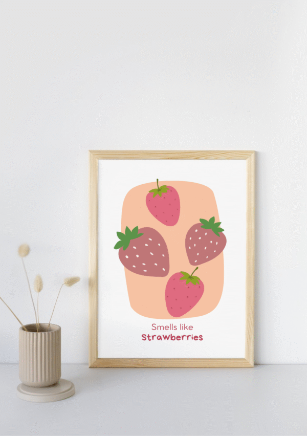 Toile Murale Fraise Gourmande – Déco Mignonne & Cadeau Original