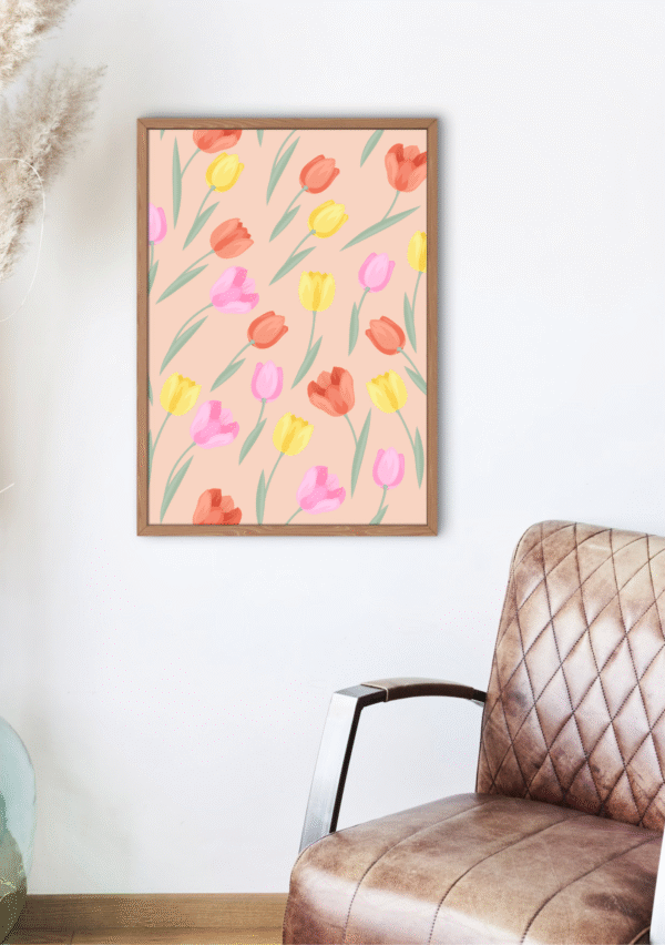 Toile Murale Florale – Décoration Printanière aux Tulipes