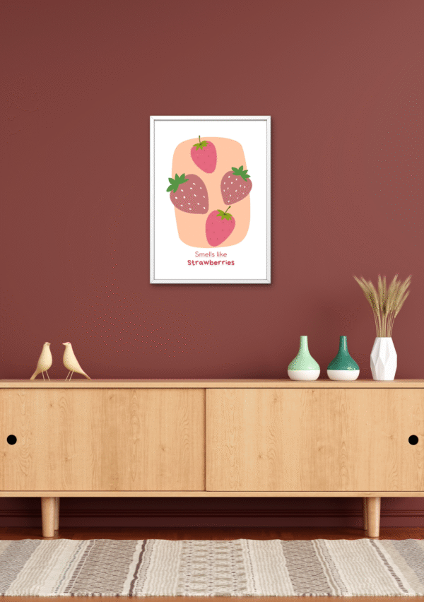Toile Murale Fraise Gourmande – Déco Mignonne & Cadeau Original